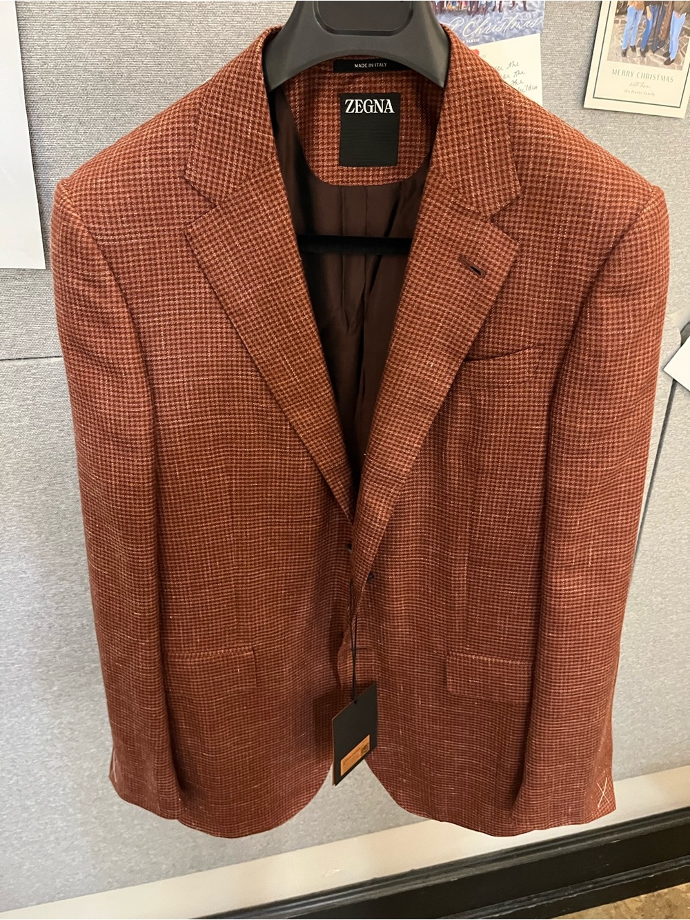 Ermenegildo Zegna Rust Brown Houndstooth Sport Coat